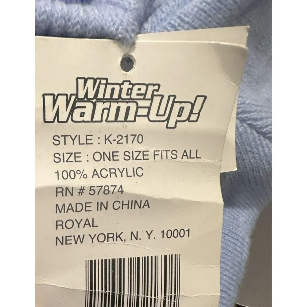 Winter Warm up ! unisex toddler size 2 to 4 blue beanie hat & gloves set